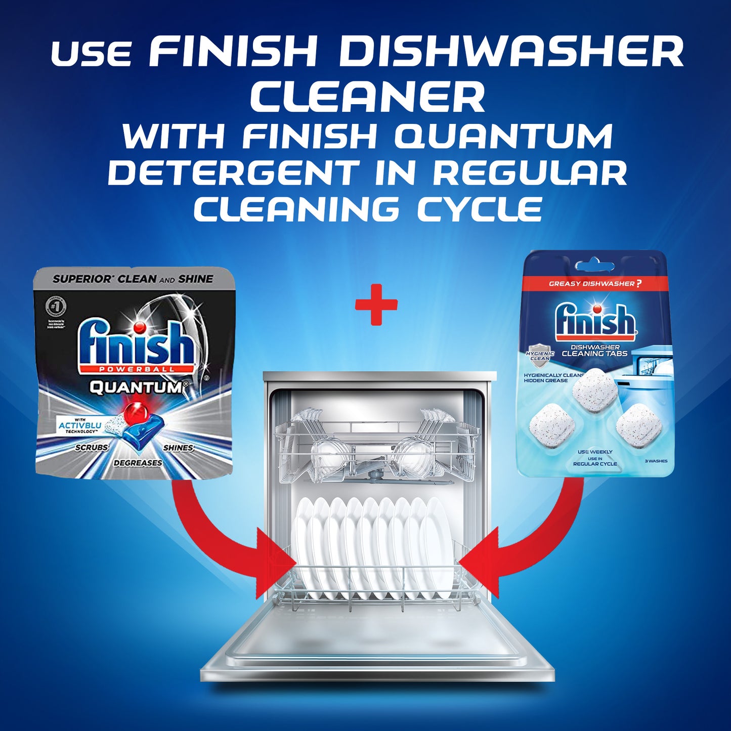 Finish In-Wash Dishwasher Cleaner, 3ct (Use Weekly)