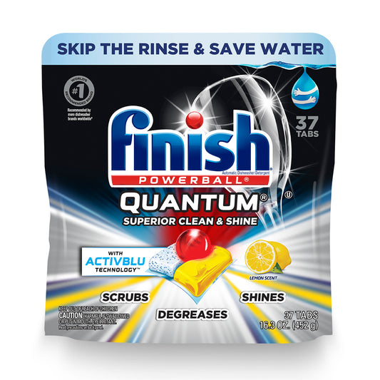 Finish Quantum Ultra-Degreaser Lemon, Dishwasher Detergent Tabs, 37ct
